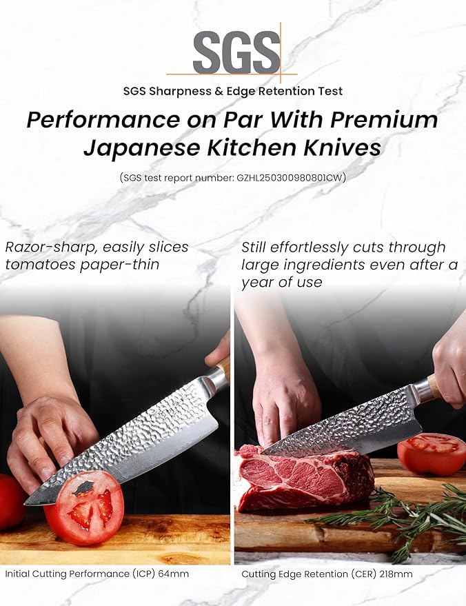 8" VG-10, 67-Layer Genuine Damascus Chef Knife, SGS Lab-Verified Sharpness & Edge Retention, Ergonomic Balanced Handle, Ideal for Home Use & Gifting