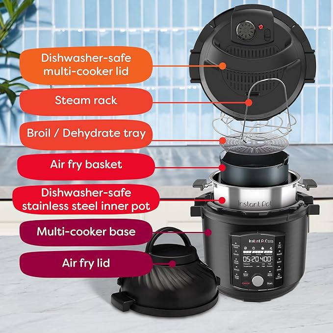 Instant Pot Pro Crisp 11-in-1 Air Fryer and Electric Pressure Cooker Combo with Multicooker Lids that Air Fries, Steams, Slow Cooks, Sautés, Dehydrates, & More, Free App With Over 800 Recipes, 8 Quart