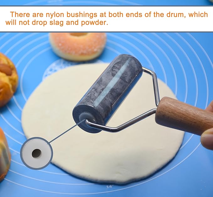 Tianman Rolling Pin Pizza Roller, Marble Roller Non-Stick T-Type, For Cake Baking Tortilla Fudge Pizza Cookies and Other Kitchen Baking Cooking (Type 2 Black).