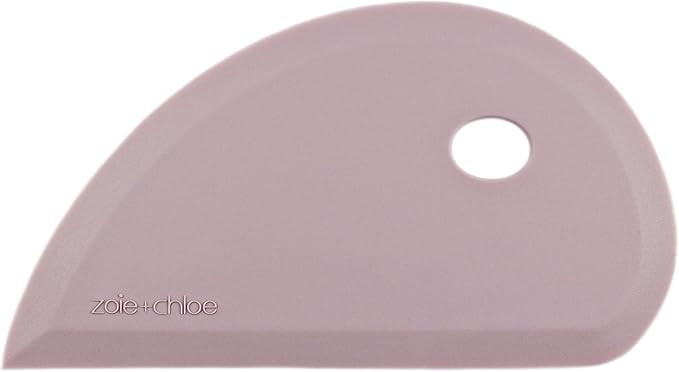 Zoie + Chloe Multipurpose Silicone Bowl Scraper - Dough Scraper for Cleaning Mixing Bowls, Baking Pan - Silicone Scraper Spatula For Painting, Smoothing, Frosting, Cake Decorating - Purple, 7x3.75"