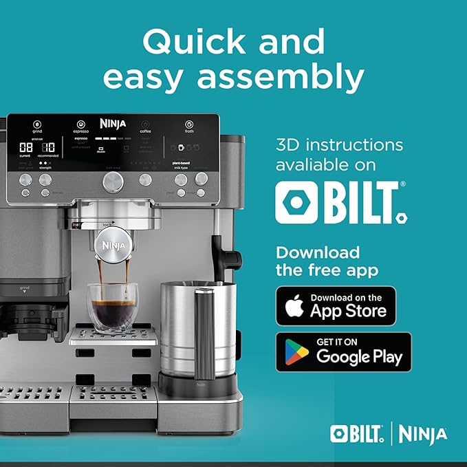 Ninja Luxe Cafe Premier Series, Espresso Machine, Drip Coffee, Rapid Cold Brew, Integrated Grinder, Hands-Free Frother, with Knock Box, Water Filter, Cleaning Tablets, Descaler, ES601GM