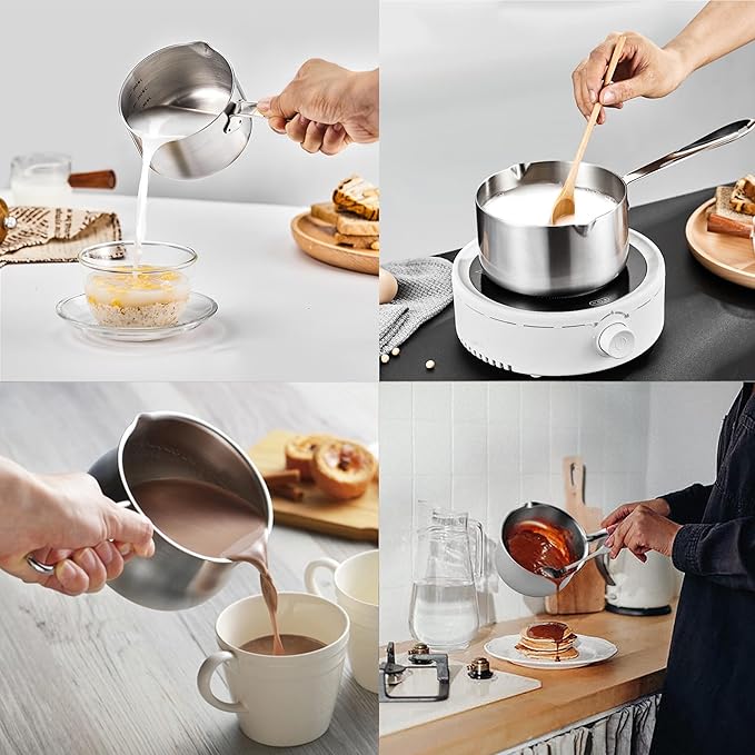 10 Ounce Kitchen Induction Stainless Steel Milk Pot Saucepan Oil Chocolate Sauce Pan Butter Warmer Pot (300 ml)