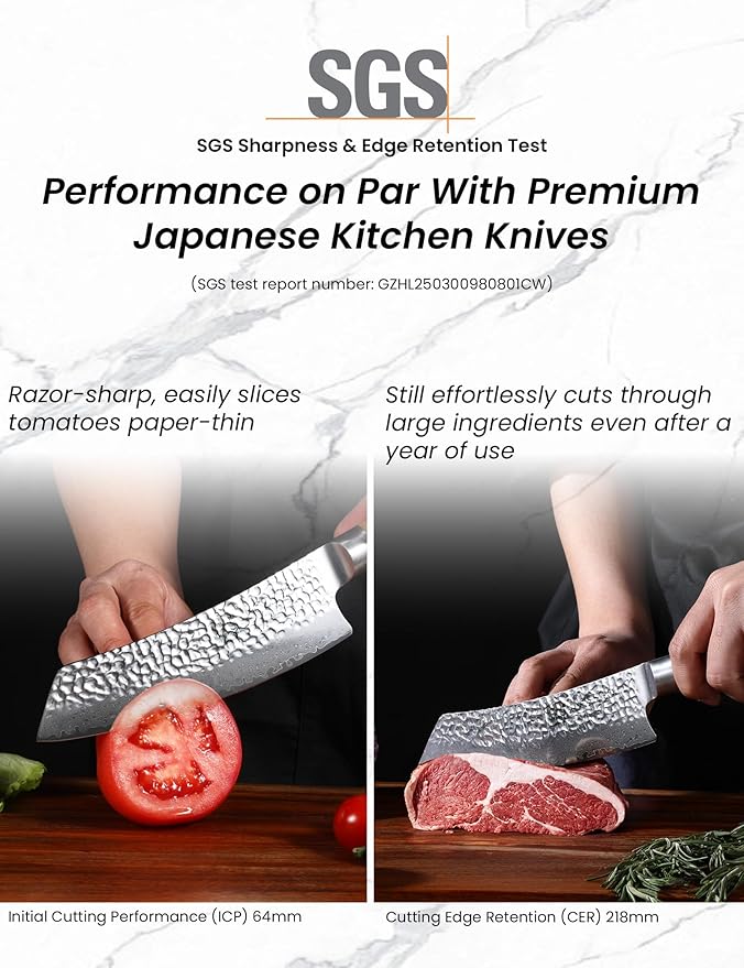7" 67-Layer Genuine Damascus Santoku Knife, SGS Lab-Verified Sharpness & Edge Retention, Ergonomic Balanced Handle, Ideal for Home Use & Gifting