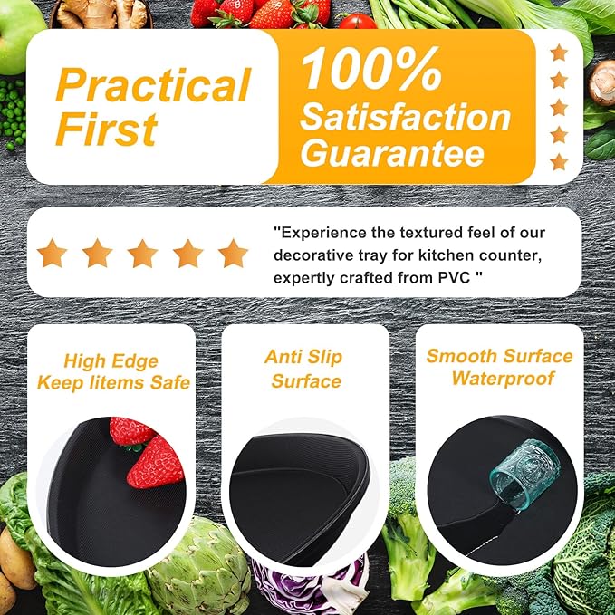 6 Pcs 16 14 11 Inch Restaurant Serving Trays Extra Large Serving Pallets Black Plastic Non Slip Round Pallets Large Food Crawfish Server Trays for Home Restaurant Kitchen Cafeteria Bar Hotel