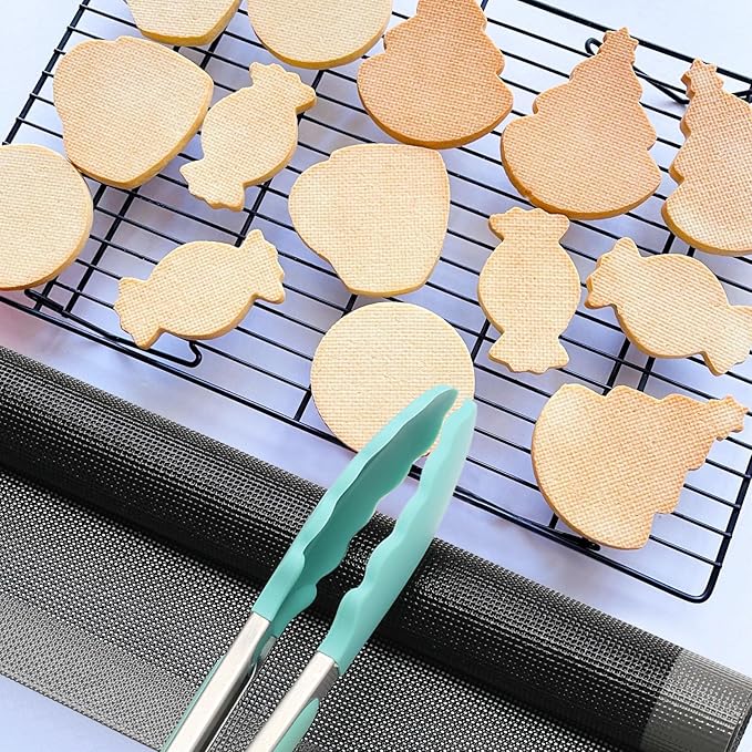 AMYONE Perforated Silicone Baking Mats, 2 PCS Gray Mesh Baking Mats for Half Sheet, Non-Stick Reusable Eclair Oven Liners for Homemade Bread/Pizza/Sugar Cookie 11 5/8" x 16 1/2", Deep Space Grey