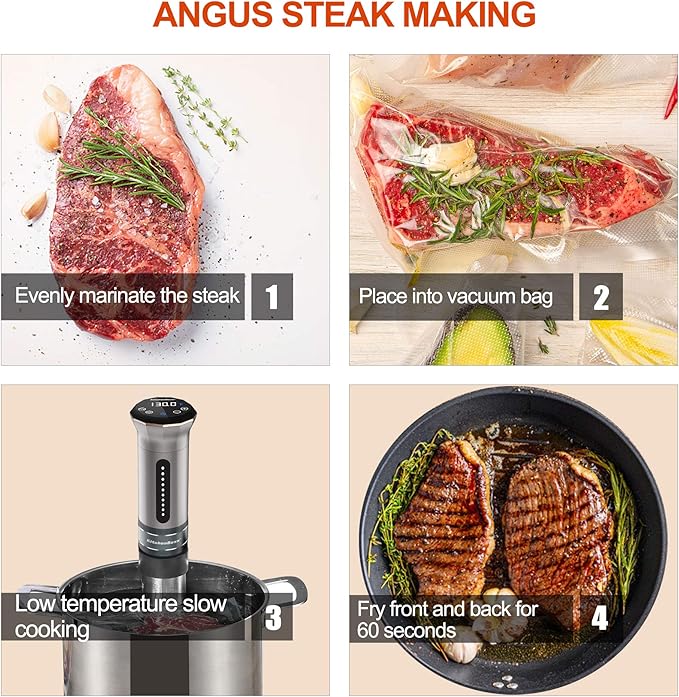 KitchenBoss Sous Vide Cooker Machine: Ultra-quiet 1100 Watt IPX7 Waterproof Water Thermal Immersion Circulator Accurate Temperature Control Digital Display Slow Cooking Sous-vide