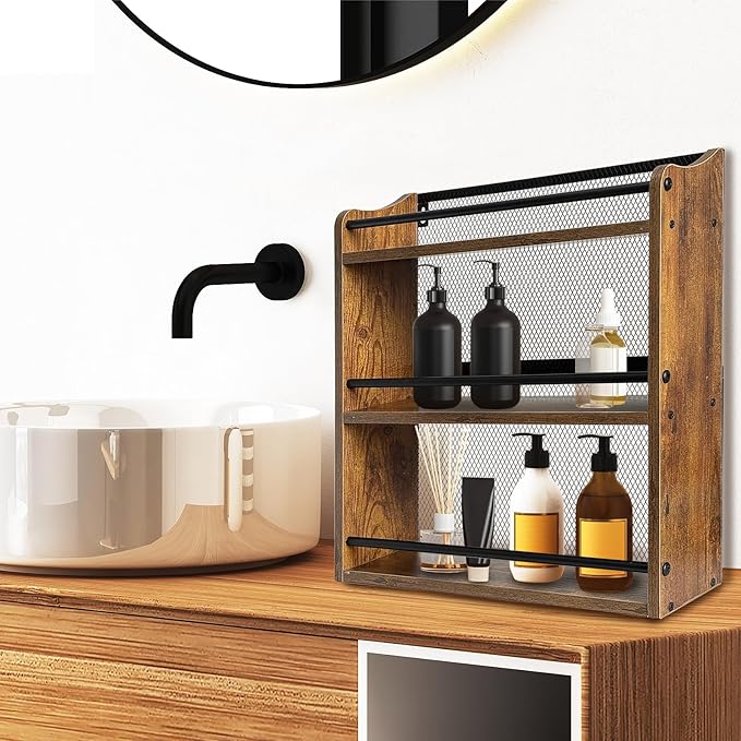 Klxuyuo Spice Rack Wall Mount for Spice Jars & Seasonings, 3 Tier Large Wall Hanging Spice Rack Organizer for Kitchen Cabinet, Pantry Door