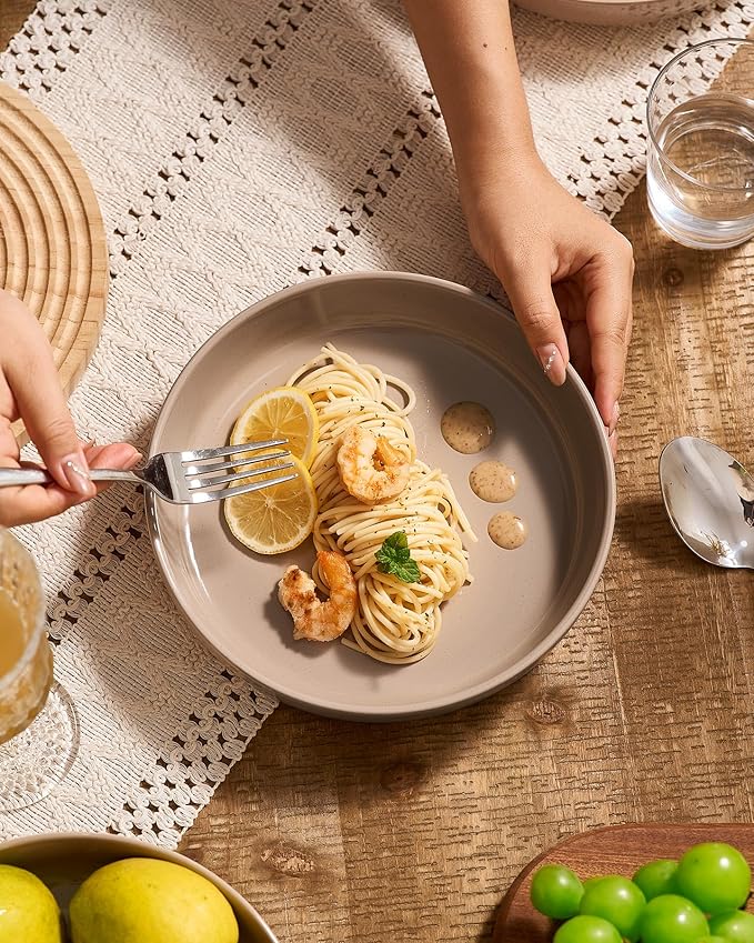 famiware Milkyway 33 oz Bowl Set, Pasta Bowls Set of 4, Salad Bowls Perfect for Your Friend for Housewarming, Thanksgiving, Christmas, Cinnamon Brown