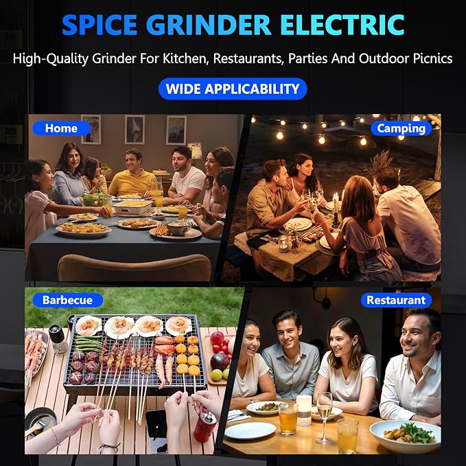 Gravity Electric Pepper and Salt Grinder,BoAn Automatic Battery Salt and Pepper Grinder Set,One-Hand Ceramic Larger Chamber Spice Mill,Adjustable Coarseness with LED Light for Kitchen New Home Gifts