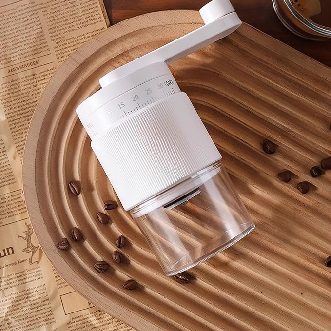 Portable Manual Coffee Grinder with 35 Adjustable Settings,Hand Coffee Bean Mill with 30g Capacity & Crank for Espresso, Pour Over, French Press, Travel (White)