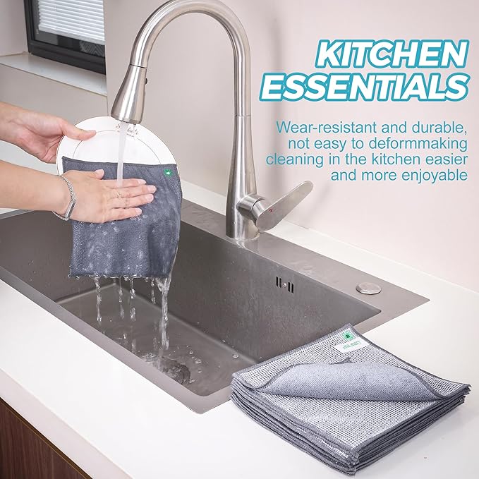 12Pcs New Upgrade 2-Layer Non Scratch Wire Dishcloth,Wire Dishwashing Rag,Reusable Quick-Dry Odor-Free Scrub Cloths for Dishes, Kitchen Cleaning Dish Rags for Cookware,Sinks, Dishes,Stove 