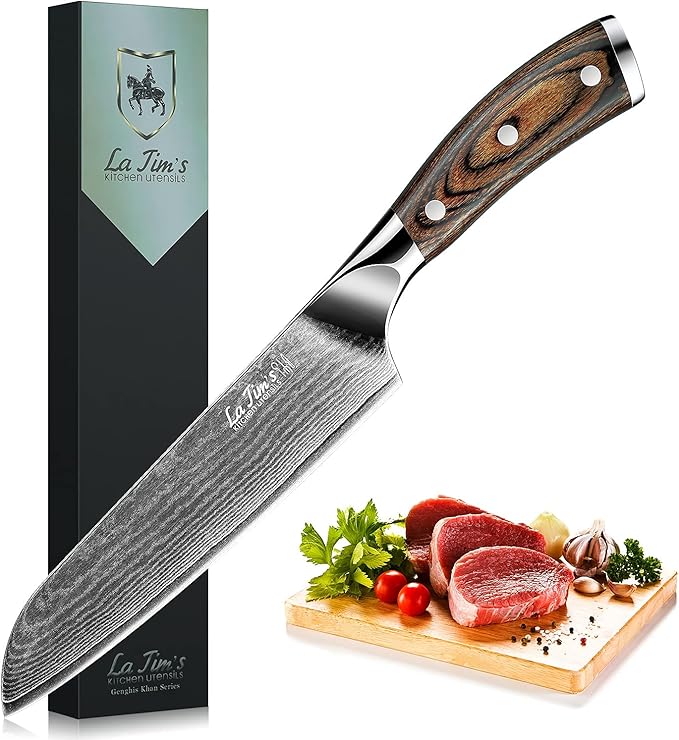 Latim's Professional Santoku Chef Knife 7 inch,Damascus Kitchen Knives Made of Japanese VG-10 Stainless Steel with Unique Pattern,Ultra Sharp Blade and Ergonomic Handle