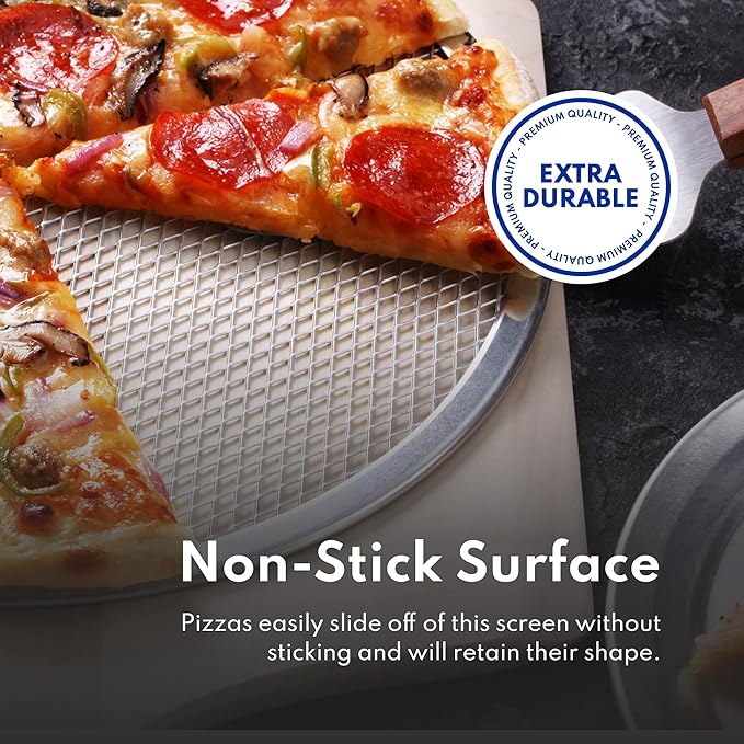 New Star Foodservice 50981 Restaurant-Grade Aluminum Pizza Baking Screen, Seamless, 18-Inch, Pack of 6