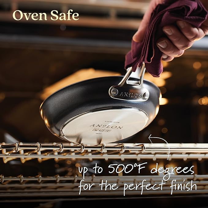 Anolon X Hybrid Nonstick Cookware Frying Pans/Skillet Set, Induction Suitable, 8 Inch, 10 Inch, and 12 Inch - Charcoal Gray