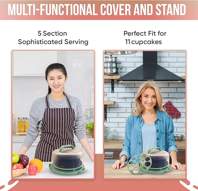 10 inch Bundte Cake Pan Nonstick with 12in Cake Carrier for Easy Transportation - Premium Fluted Cake Pans For Oven, Cake Mold, Moldes para Gelatinas
