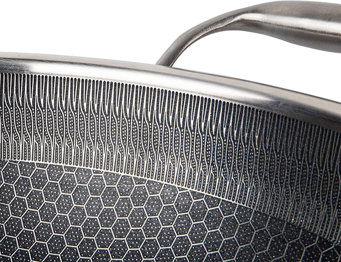 14" Honeycomb Non Stick Wok Pan Stainless Steel Stir-fry Wok with Lid,Skillet with Stay-cool Handle PFOA Free Suitable for Induction, Ceramic, Electric, and Gas Cooktops (Sliver, 14 Inches)