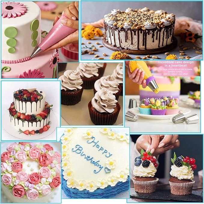 Cake Decorating Tools Supplies Kit - 368Pcs Baking Supplies with Storage Case for Beginners - Icing Piping Bags and Tips Set For Cookies, Cupcake & Cake Frosting Fondant Decorating