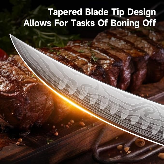 Sunnecko Butcher Knife,Razor Sharp Breaking Knife for Meat Cutting,High Carbon German Steel Carving Knives with Meat Fork