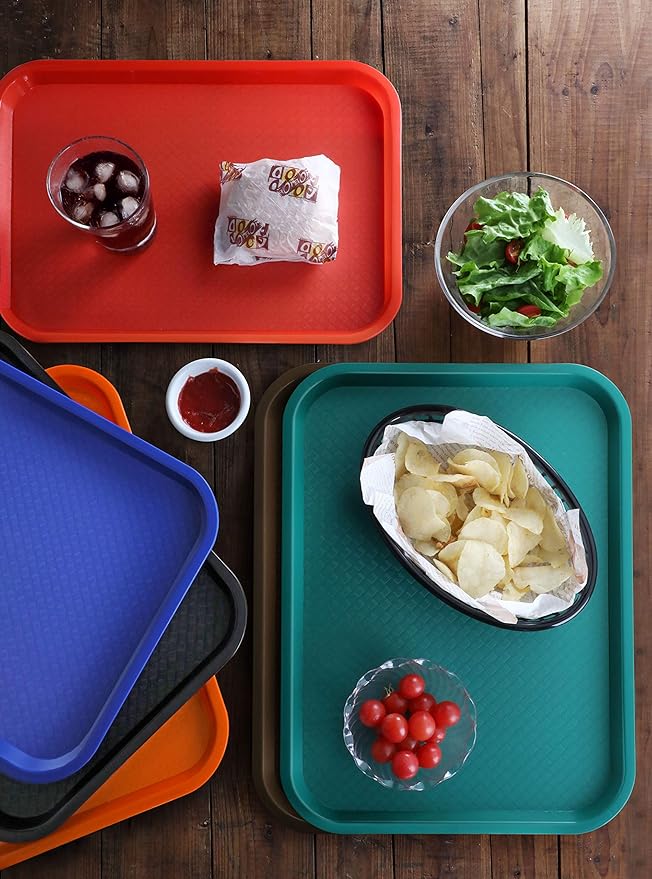 New Star Foodservice 24333 Fast Food Tray, 10.5 x 13.5, Black, Set of 12