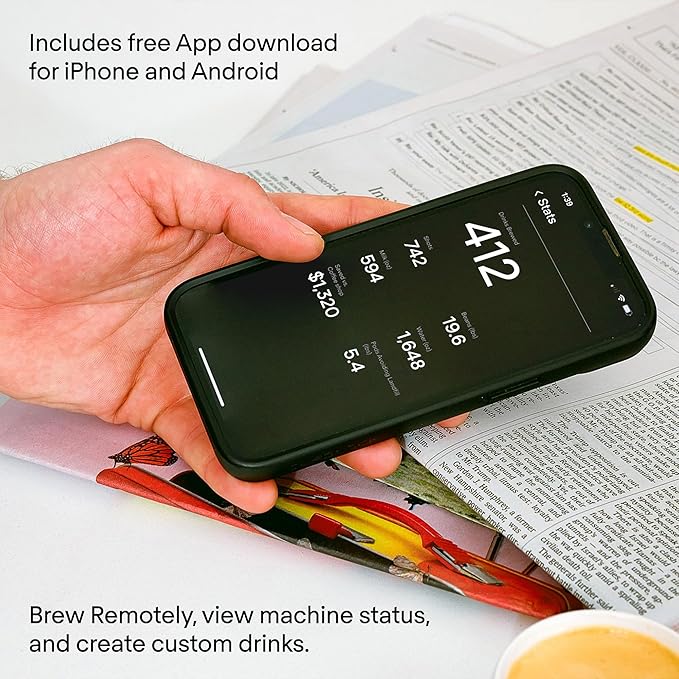 Terra Kaffe Super Automatic Espresso Machine - App-Enabled Coffee Machine - Auto Wake & Sleep - All Milk Types - Roaster-Approved Espresso Settings - Cappuccino Machines for Home - Black TK-02