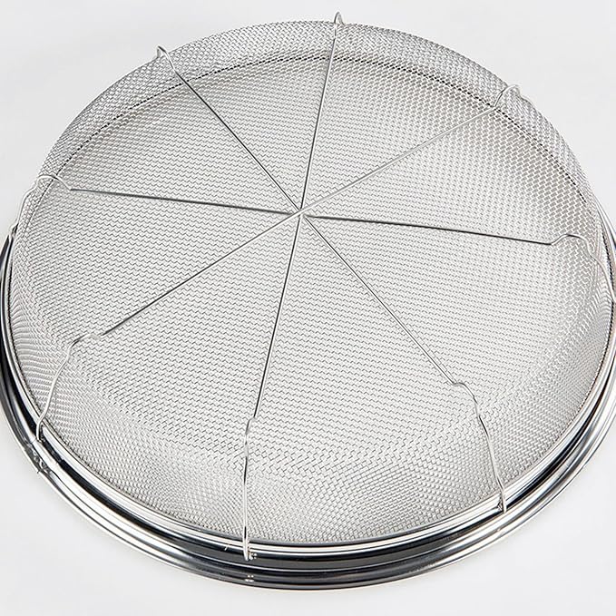 Fine Mesh Strainer for Kitchen, Stainless Steel Colander Bowl for Pasta, Rice, Fruit, Metal Net Baskets with Resting Base - Strain, Drain, Rinse (Diameter 9.84 inch)