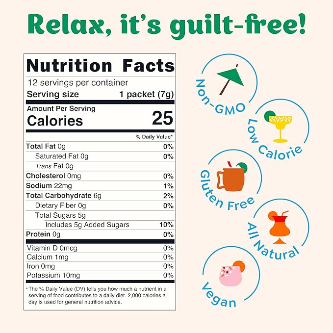 Craftmix Mango Margarita, Makes 12 Drinks, Skinny Cocktail Mixers, Instant Mix Mocktail Kit, Real Fruit, Vegan Low-Carb Non-GMO, Dairy Free, Gluten-Free, Easy to Mix