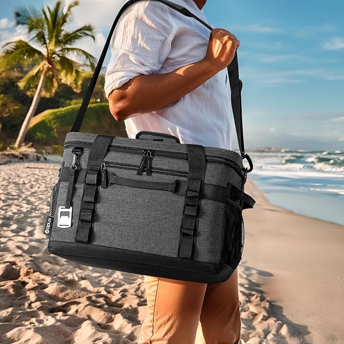 OPUX Cooler Bag, 48 Cans Insulated Soft Collapsible Portable Cooler, Soft Sided Leakproof Cooler for Beach Camping with Shoulder Strap, Ice Chest for Travel Road Trip Picnic, Charcoal Gray