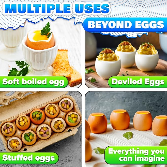 Egg Cracker Tool for Raw Eggs - Egg Shell Opener for Hard Boiled Eggs with Durable Stainless Steel Construction, Ergonomic & Adjustable Design - Easy-to-Use Shell Cracker Tool for Easy-Boiled Eggs