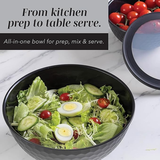 COOK WITH COLOR Mixing Bowls with Lids - 12 Piece Plastic Nesting Bowls Set includes 6 Prep Bowls and 6 Lids, Diamond Design - Microwave Safe (Mint)