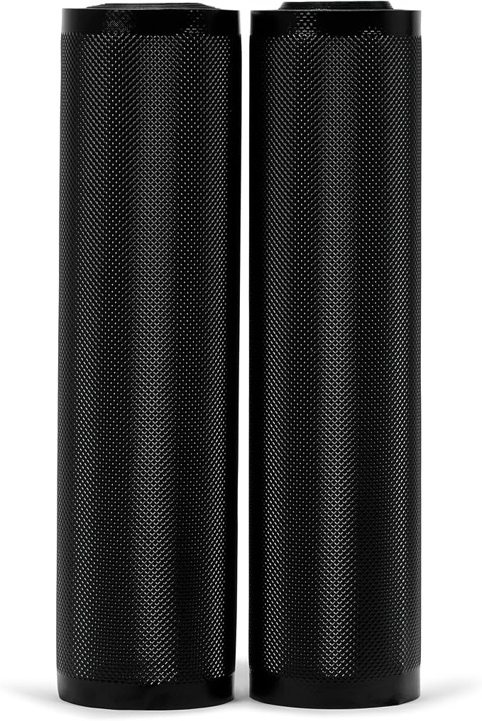 Vacuum Seal Rolls 11" x 25' 2 Pack (50 Feet Total) (Black and Clear) 5.5 Mil - BPA Free Commerical Grade Food Saver for Storage, Sous Vide, and Meal Prep Sealer Bag