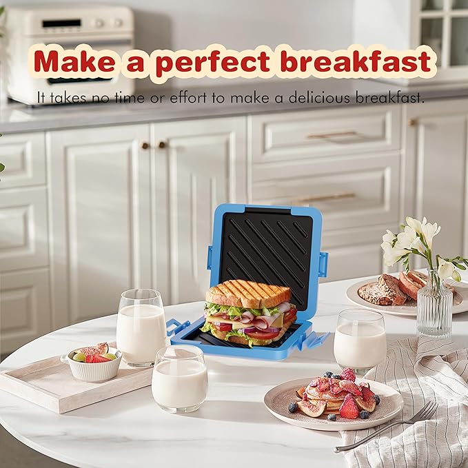 Blue Microwave Sandwich Grill and Toastie Maker, Microwave Toaster, Sandwich Maker, Panini Maker, Dishwasher Safe,NO Electricity,Wireless,Time Saving,Fast,Toastie Safe in Microwave Oven
