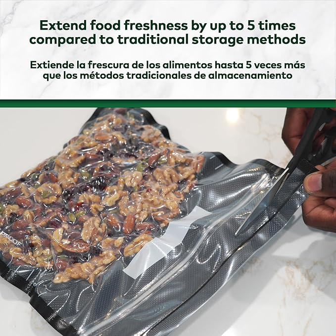 11" x 12" Recloseable Zip Storage Vacuum Seal Bag (Black and Clear) (100 Count) 5.5 Mil Durable - BPA Free Food Grade Reusable Resealable Zipper Reclosable Zip Poly Coins, Snacks, herbs