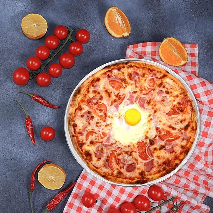 Yardwe Perforated Pizza Baking Tray 10-Inch Stainless Steel Pizza Pan with Holes Ideal for Home Oven and Restaurant Use