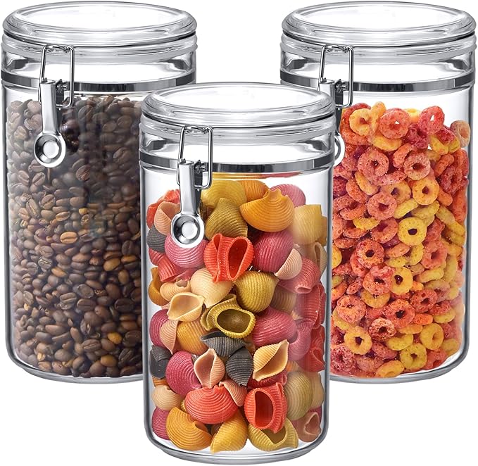 Amazing Abby Cathy - 70-Ounce Plastic Canister (Set of 3), Plastic Airtight Food Container, Stackable for Pantry Storage, BPA-Free and Shatter-Proof, Perfect for Home and Commercial Use