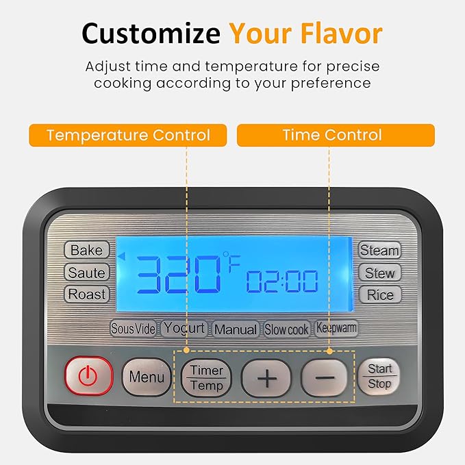 Sunvivi 6.5 Quart Slow Cooker Roaster Oven:11 in 1 programmable Multi-Cooker Food Warmer with Digital Timer, Temp Control, Removable Nonstick Cast Aluminum Pot & Dishwasher-Safe Tempered Glass Lid