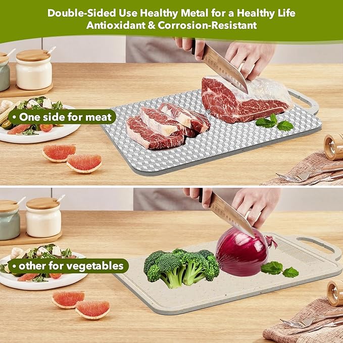Titanium Cutting Board,Cutting Board for Kitchen Cutting Boards Double Sided with Pure Titanium & Wheat Straw PP, Easy to Clean, Non-Slip, for Meat & Vegetables, Kitchen Gift14.1X9.8