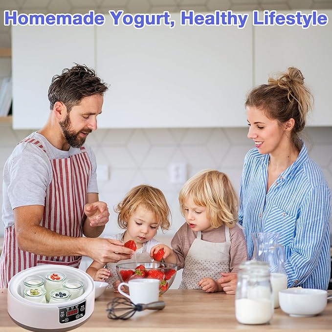 Yogurt Maker 3-in-1 Smart Yogurt Maker Machine with Temperature Control-Probiotic Yogurt, Rice Wine & Natto Fermenter for Healthy Homemade Foods(With 5 Cups)