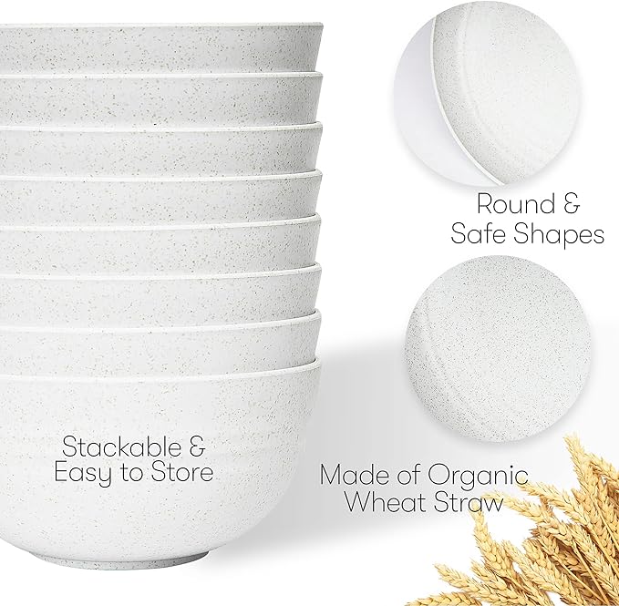 Wheat Straw Dinnerware Sets | Unbreakable Dinnerware Sets | Dishwasher Microwave Safe Dinnerware | Eco Friendly Non Breakable Dinnerware Sets | RV Outdoor Camping (White, Service for 8 (32 pcs))