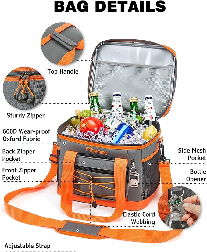 Soft Cooler Bag Insulated 20L/33L, 27/50 Cans Collapsible Camping Coolers 4-Layer Leakproof Portable Ice Chests for Beach, Travel, Picnic, Grocery, Kayaking