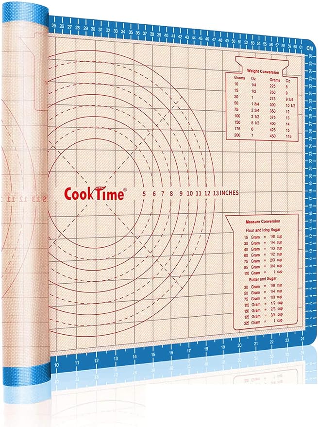 Pastry Baking Mat 28x20 Inch - Larger Silicone Baking Pastry Mat for Rolling Dough,Non Silp Silicon Dough Sheet Mat with Measurement,Perfect for Making Pie,Pizza(Blue)