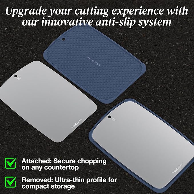 100% Pure Titanium Cutting Board, Double-Sided Pure Titanium Cutting Board for Kitchen and Outdoor Cooking Hygiene Durable Dishwasher Safe Chopping Board with Detachable Silicone Pad (11.42"x7.87")