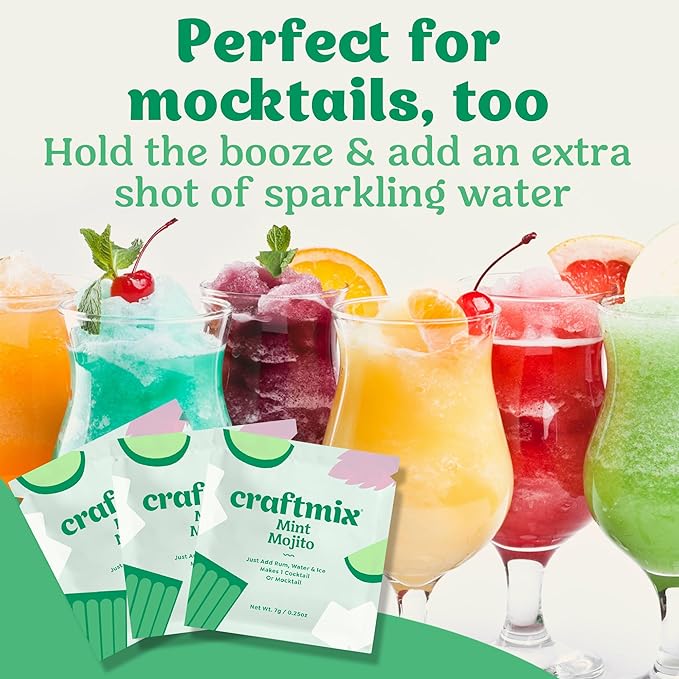 Craftmix Mint Mojito 24 Pack Cocktail Mixers Kit - Low Sugar Skinny Margarita Mix, Easy to Use Keto Low Carb drink mixers set for cocktails mocktails, Adult Party Favors women's Birthday Gifts, Travel