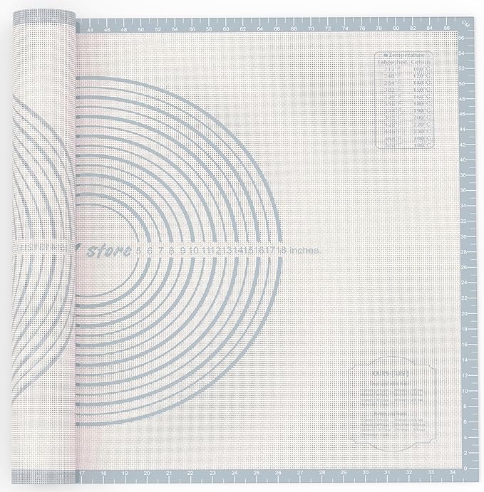 28 * 20 inches White grey, Non-Slip Silicone Baking Sheets - Baking Mat with 0.7mm Thickness - Non-Stick Pastry & Cookie Mat for Kitchen Counter for Rolling Out Dough with Measurements.