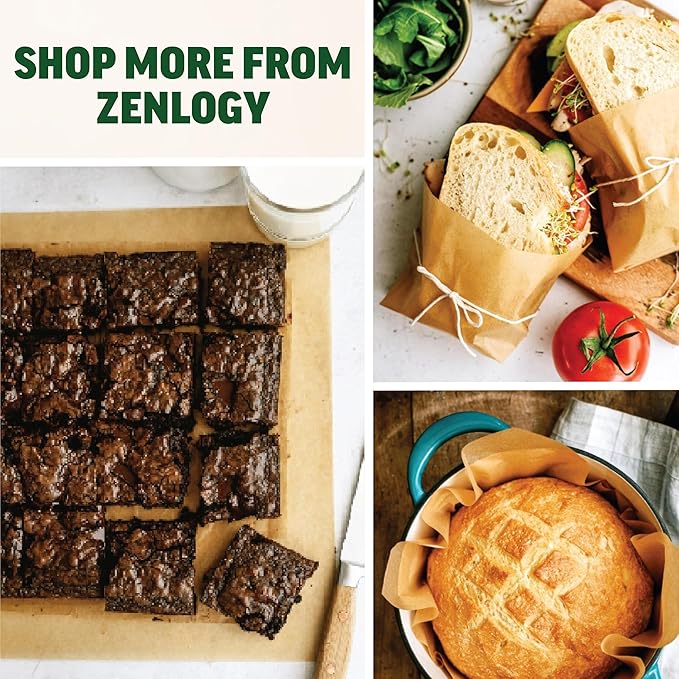 Zenlogy Parchment Paper Sheets 12x16 (200 sheets) for Baking - Unbleached Chlorine-free High Heat Non-Stick Pre-Cut Parchment Paper for Half Sheet Pans