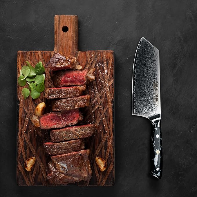 Cleaver Knife 7 Inch – VG-10 Damascus Stainless Steel, Razor Sharp, Full Tang, Ergonomic G10 Handle – Heavy Duty Kitchen Knife for Meat, Bone, Vegetables, BBQ – Durable, Rust-Resistant