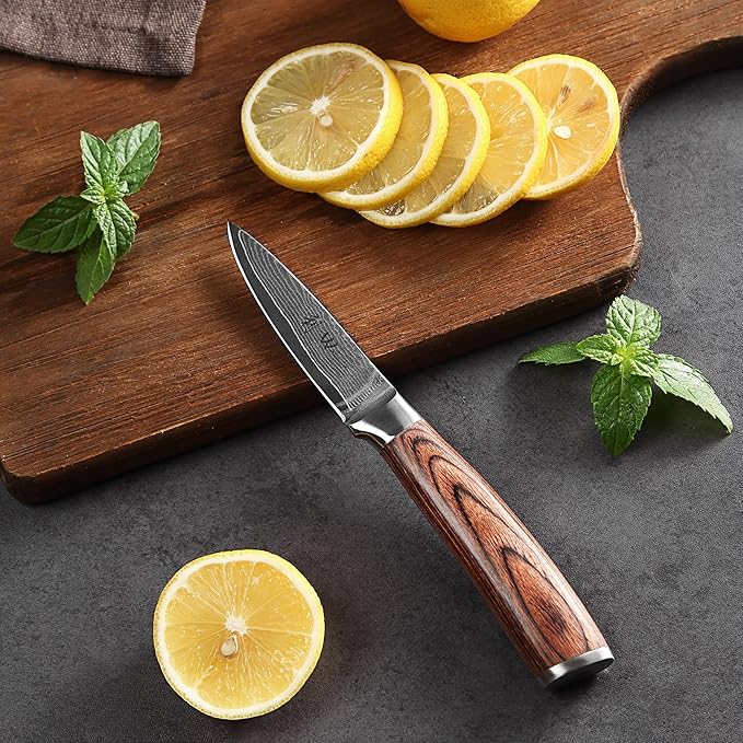 Wakoli EDIB 6-Piece Damascus Knife Set – Complete Japanese Style Kitchen Knives Collection | Genuine Damascus Steel Blades with VG10 Core | Ergonomic Pakkawood Handles | Professional Knife Gift Set