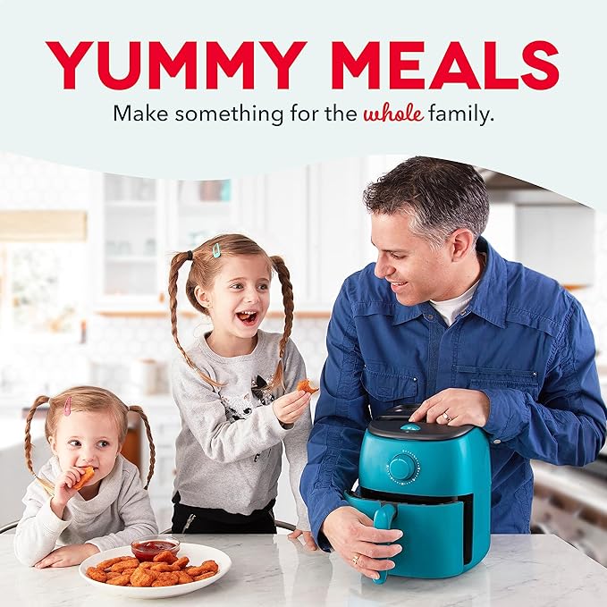 DASH Tasti-Crisp™ Electric Air Fryer Oven, 2.6 Qt., Teal – Compact Air Fryer for Healthier Food in Minutes, Ideal for Small Spaces - Auto Shut Off, Analog, 1000-Watt