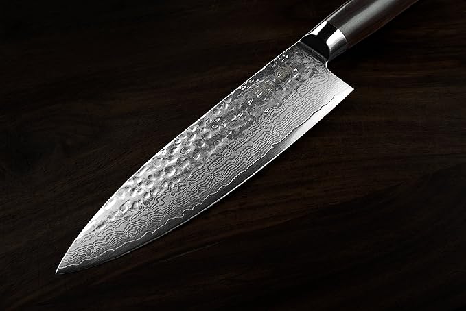 KAN Core Professional Chef Knife 8-inch VG-10 67 layers Damascus Ambidextrous (Hammered Japanese VG-10 Blade, G10 handle-upgraded version)
