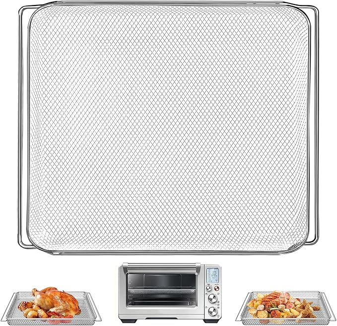 GCQ Air Fryer Basket for Breville BOV900BSS BOV950BSS Smart Oven Air Fryer Pro,16.5"D x 11.8"W x 0.5"H Food Grade Steel Dehydrate Mesh Baskets Accessories Tray for Breville Air Fryer Toaster Oven