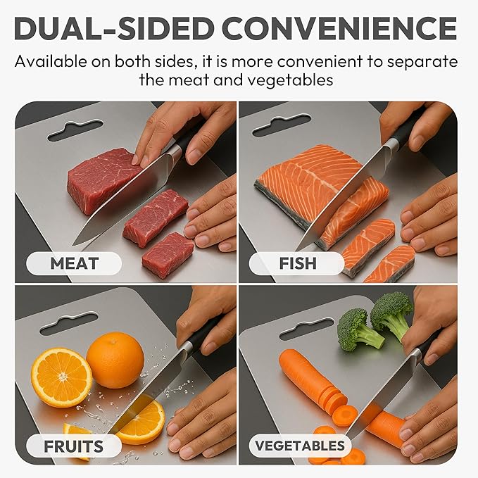 100% Pure Titanium Cutting Board-Titanium board for Kitchen,14"x9.9"x0.08"- Easy to clean, Dishwasher safe Chopping Board, Double Sided Cutting Board for Meat, Poultry, Fruit, Vegetable